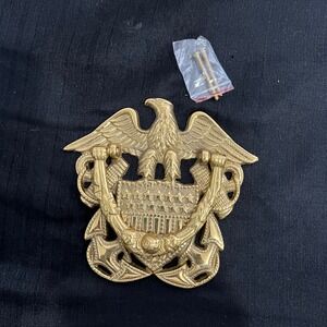 MSR Imports Solid Brass US Navy Eagle Anchor Door Knocker Patriotic Gold 7in